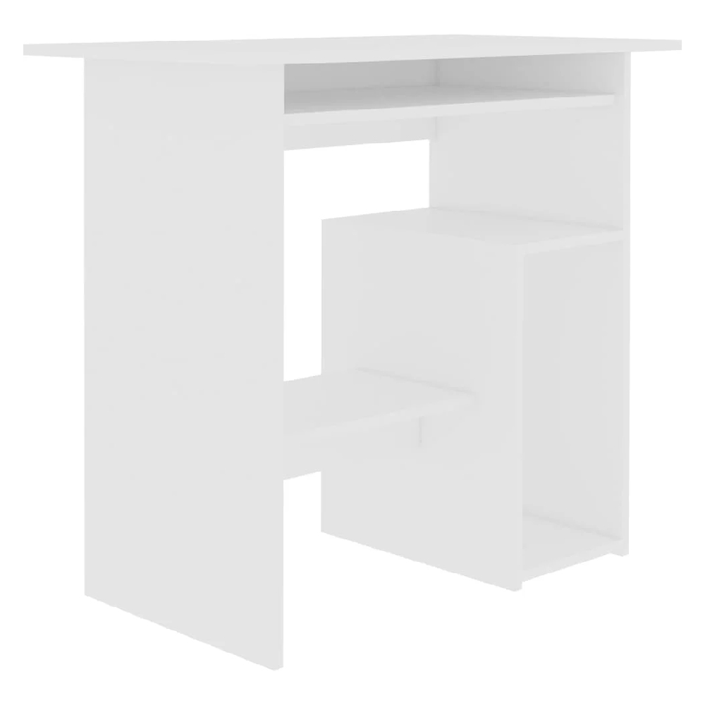 Allston Wooden Laptop Desk With 2 Shelves In White