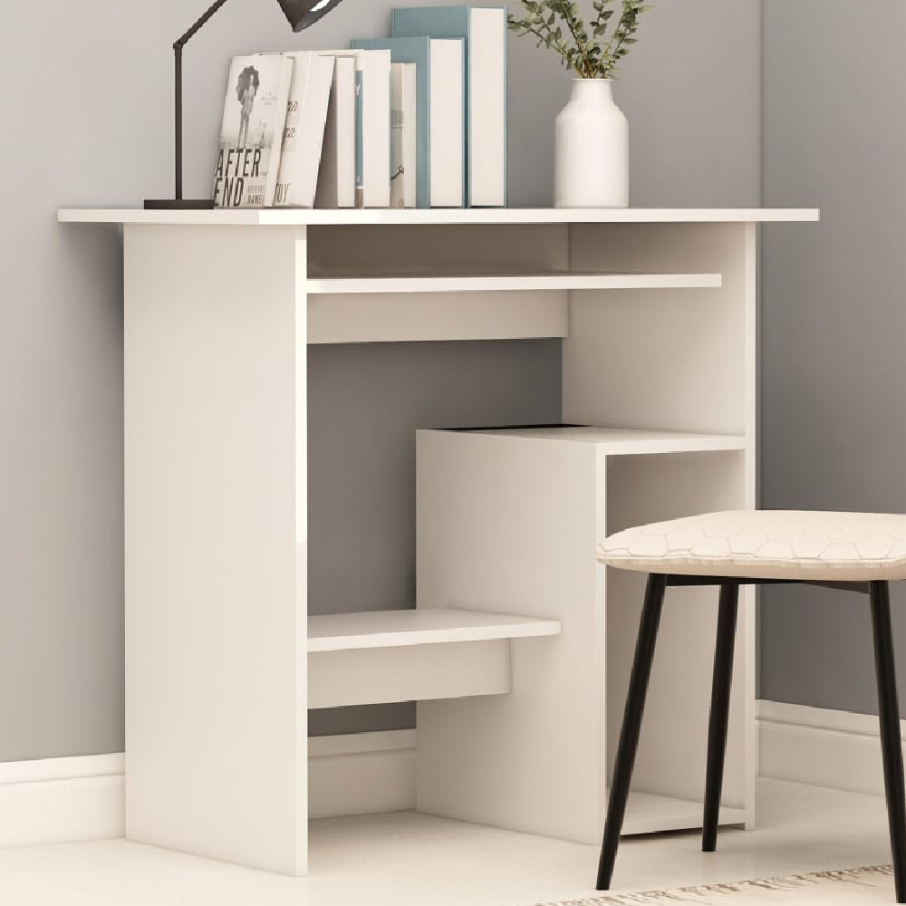 Read more about Allston wooden laptop desk with 2 shelves in white