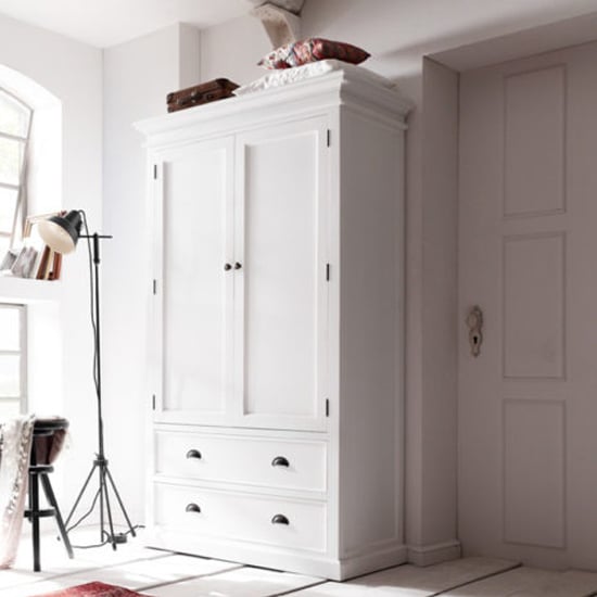 Product photograph of Allthorp Double Door Wardrobe In Classic White With 2 Drawers from Furniture in Fashion