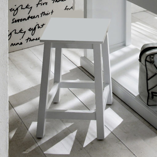 Photo of Allthorp wooden kitchen stool in classic white