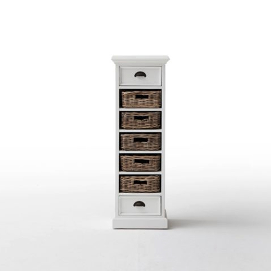 Allthorp Narrow Storage Unit With Basket Set In Classic White FiF