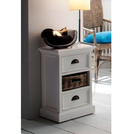 Allthorp Wooden Bedside Unit With Basket In Classic White