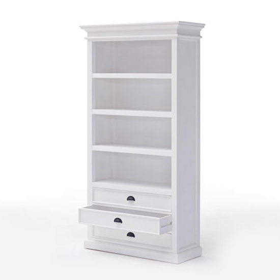 Allthorp Wooden Bookcase In Classic White With 3 Drawers Furniture in