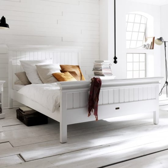 Photo of Allthorp wooden super king size bed in classic white