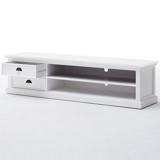 Allthorp Solid Wood TV Stand Large In White With 2 Drawers_2