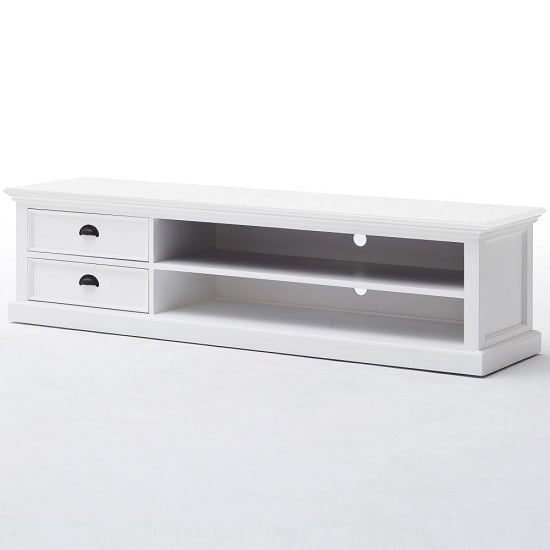 Allthorp Solid Wood TV Stand Large In White With 2 Drawers_6