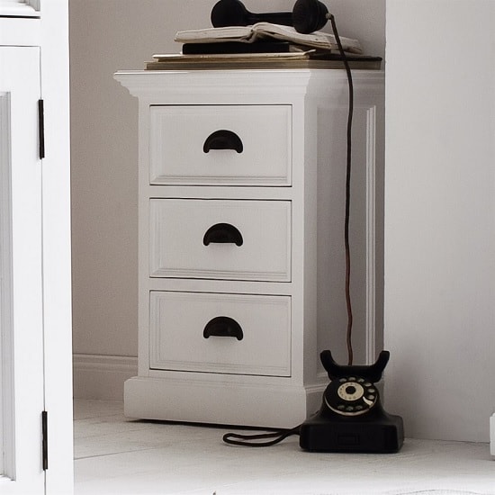 Allthorp Solid Wood Bedside Cabinet In White With 3 Drawers_2