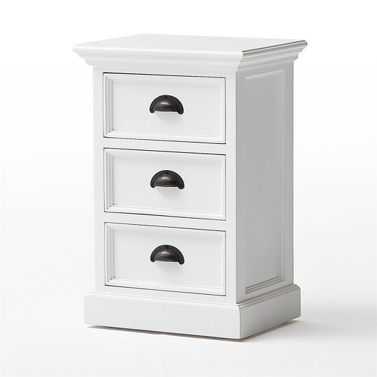 Allthorp Solid Wood Bedside Cabinet In White With 3 Drawers_3