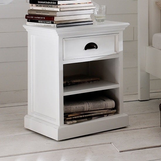 Allthorp Solid Wood Bedside Table In White With 1 Drawer_1