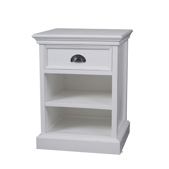 Allthorp Solid Wood Bedside Table In White With 1 Drawer Furniture in