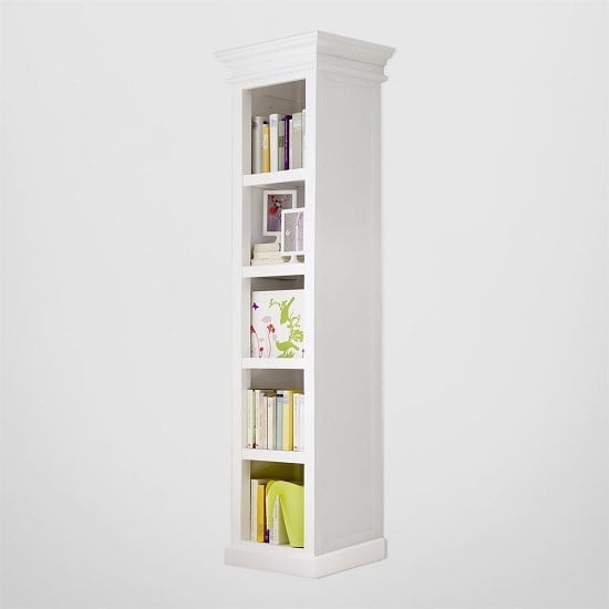Allthorp Solid Wood Bookcase In White With 4 Shelf_4