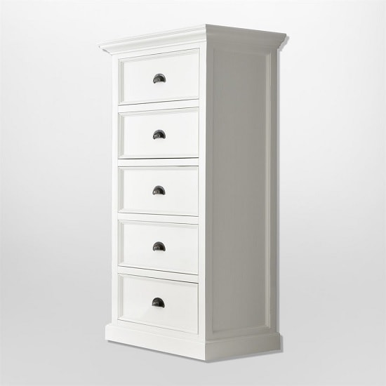 Allthorp Solid Wood Chest Of Drawers In White With 5 Drawers_2