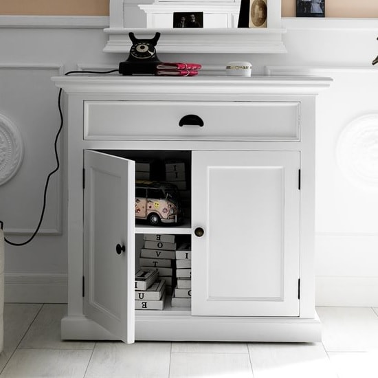 Read more about Allthorp solid wood compact sideboard in white with 2 doors