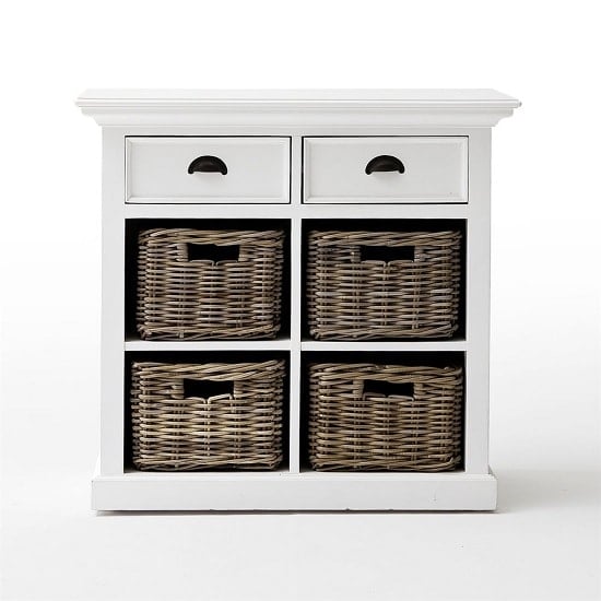 Allthorp Solid Wood Compact Sideboard In White With 2 Drawers_4