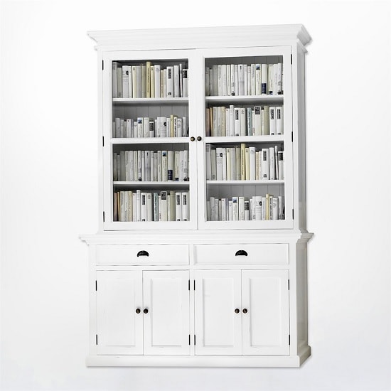 Allthorp Solid Wood Glass Display Cabinet In White With 6 Doors_5