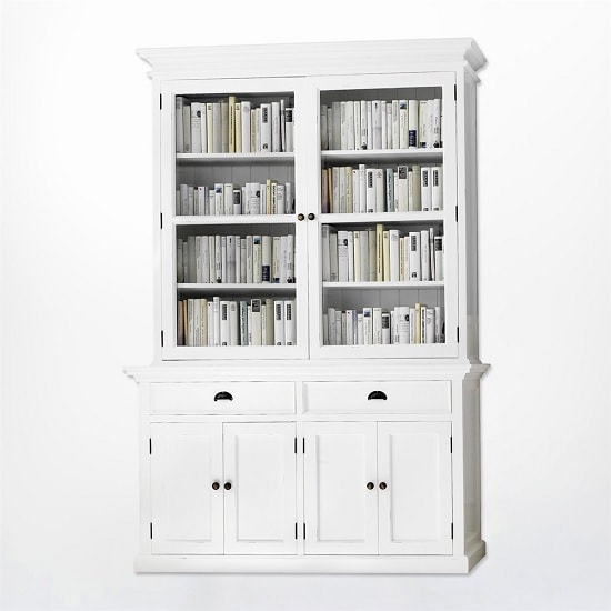 Allthorp Solid Wood Glass Display In White With 6 Doors Furniture in Fashion
