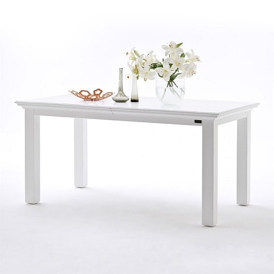 Photo of Allthorp solid wood extendable dining table rectangular in white