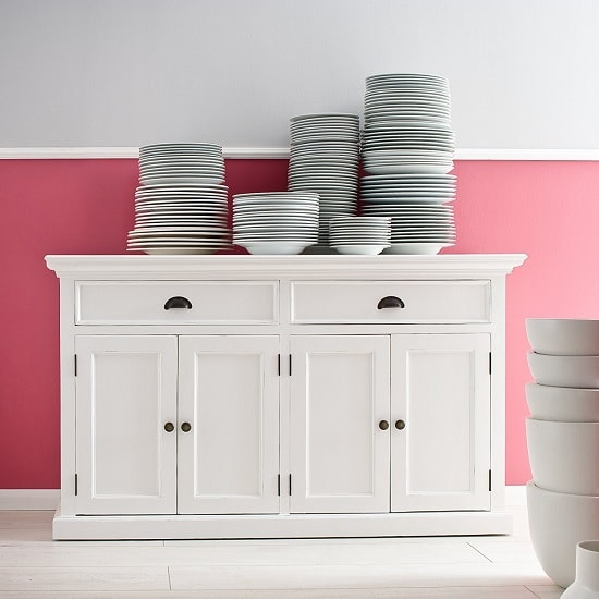 Product photograph of Allthorp Solid Wood Sideboard In White With 4 Doors from Furniture in Fashion