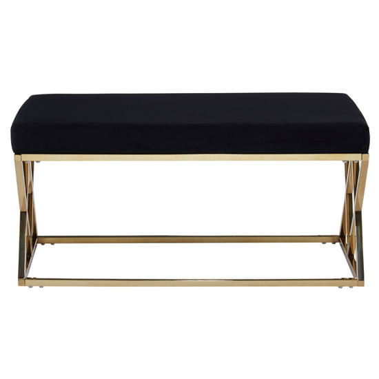 Alluras Black Seat Dining Bench In Cross Gold Frame_2
