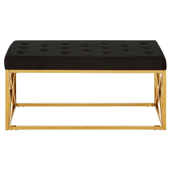 Alluras Black Tufted Seat Dining Bench In Gold Frame_2