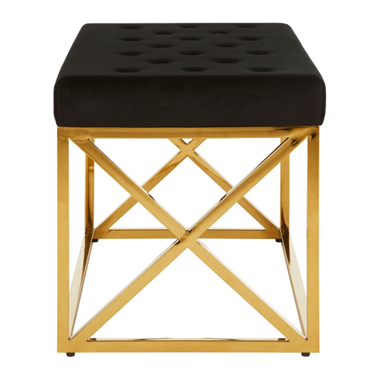 Alluras Black Tufted Seat Dining Bench In Gold Frame_3