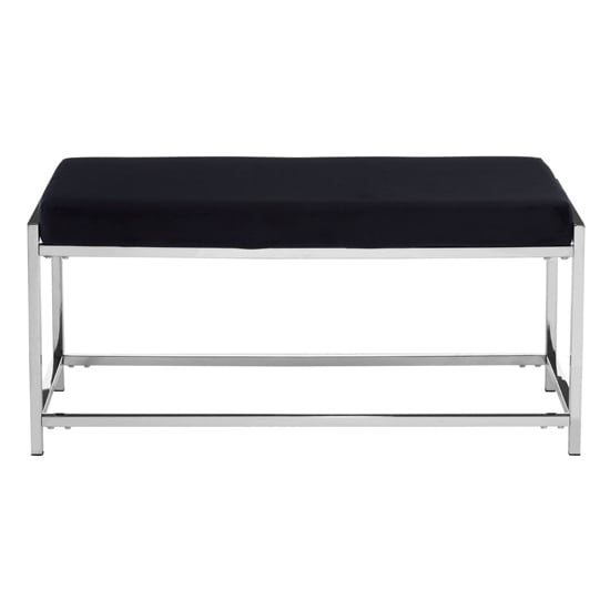 Read more about Alluras black velvet dining bench with straight silver frame