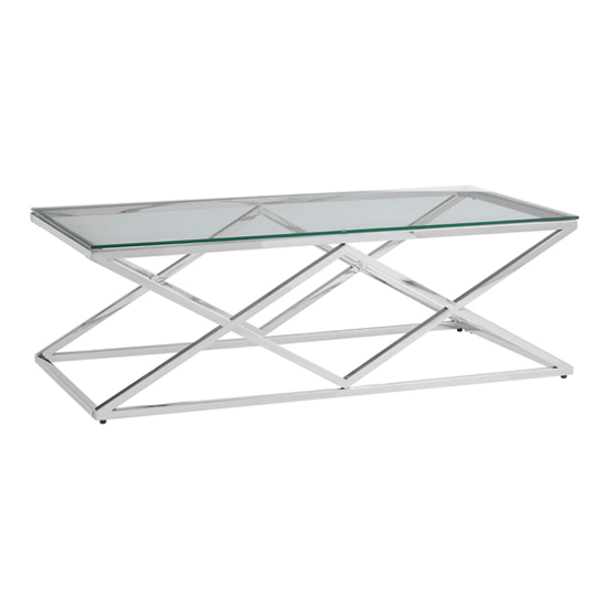 Alluras Clear Glass Coffee Table With Silver Frame Furniture in Fashion