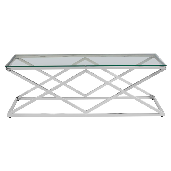 Alluras Clear Glass Coffee Table With Silver Frame