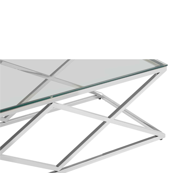 Alluras Clear Glass Coffee Table With Silver Frame
