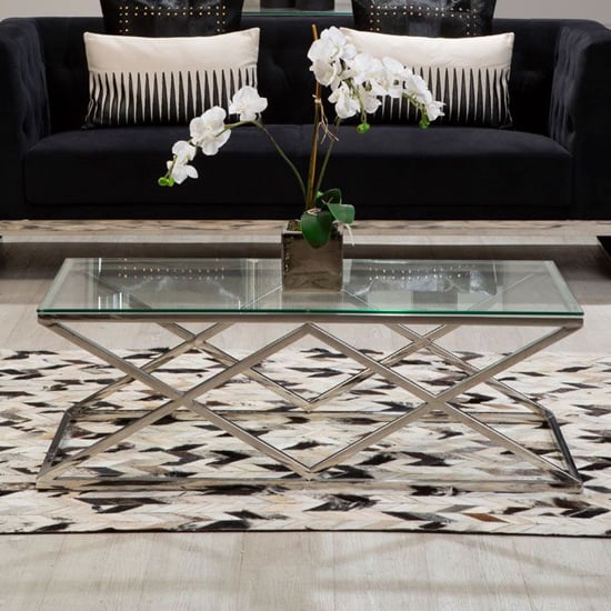 Read more about Alluras clear glass coffee table with silver frame