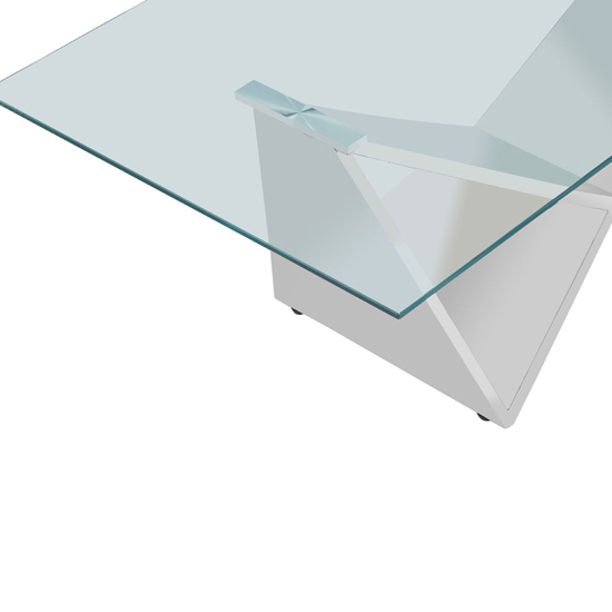 Alluras Clear Glass Coffee Table With Silver Wing Metal Frame