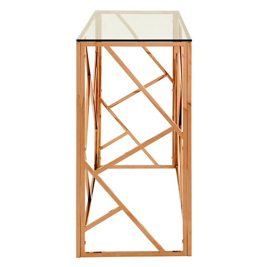 Alluras Clear Glass Console Table With Rose Gold Frame