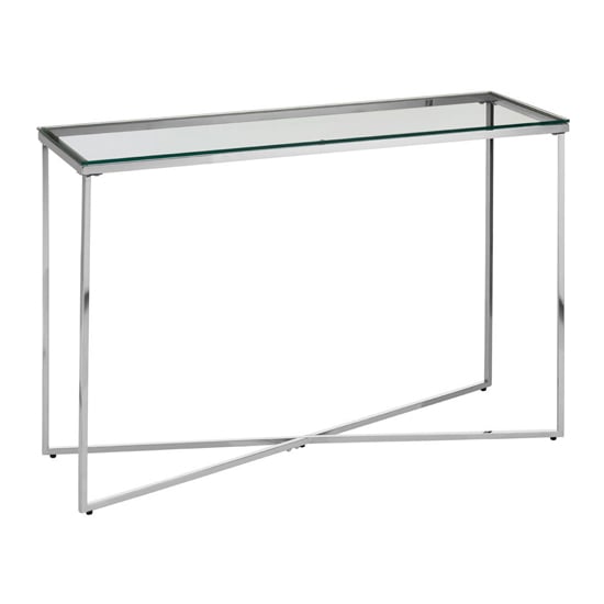 Alluras Clear Glass Console Table With Silver Metal Frame_2
