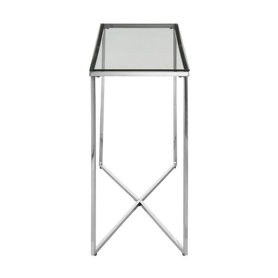 Alluras Clear Glass Console Table With Silver Metal Frame_3