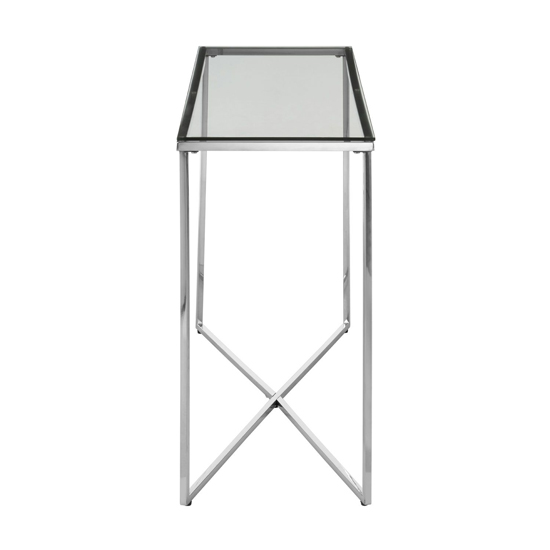 Alluras Clear Glass Console Table With Silver Metal Frame_3