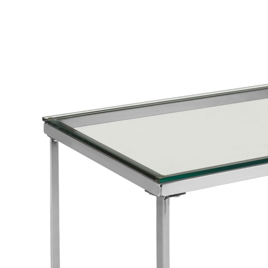 Alluras Clear Glass Console Table With Silver Metal Frame_5