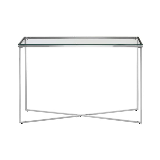 Alluras Clear Glass Console Table With Silver Metal Frame