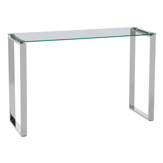 Alluras Clear Glass Console Table With Silver Sled Legs Furniture in