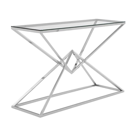Alluras Clear Glass Console Table With Steel Silver Frame_1