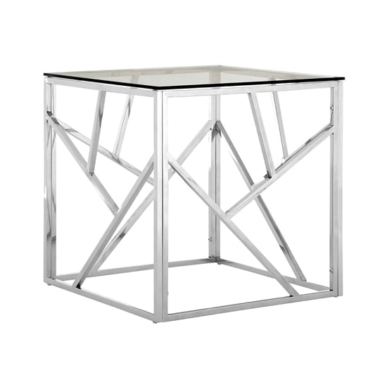 Alluras Clear Glass End Table With Silver Frame