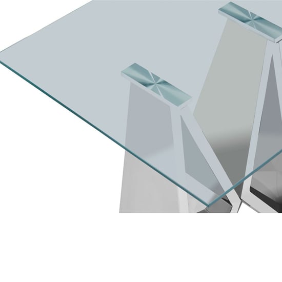 Alluras Clear Glass End Table With Silver Wing Metal Frame