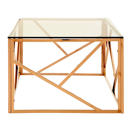 Alluras Glass Coffee Table In Gold Geometric Frame FiF