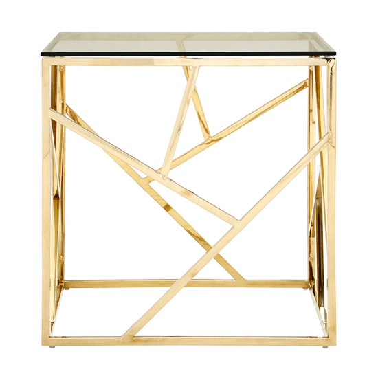 Alluras Glass Side Table In Champagne Gold Geometric Frame_2