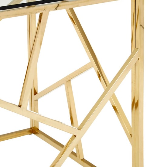 Alluras Glass Side Table In Champagne Gold Geometric Frame_3