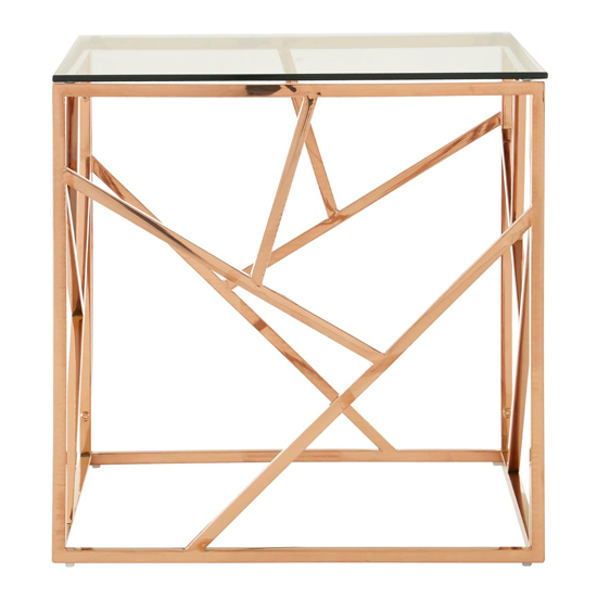 Alluras Glass Side Table In Rose Gold Geometric Frame_2