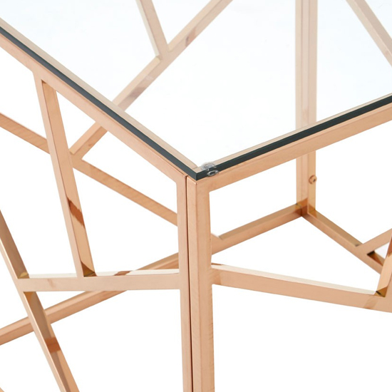 Alluras Glass Side Table In Rose Gold Geometric Frame_3