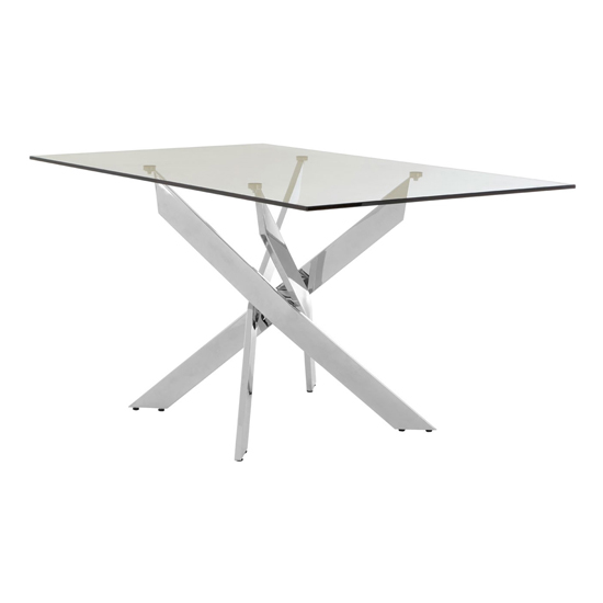 Daytona glass dining table rectangular in clear with chrome Browse