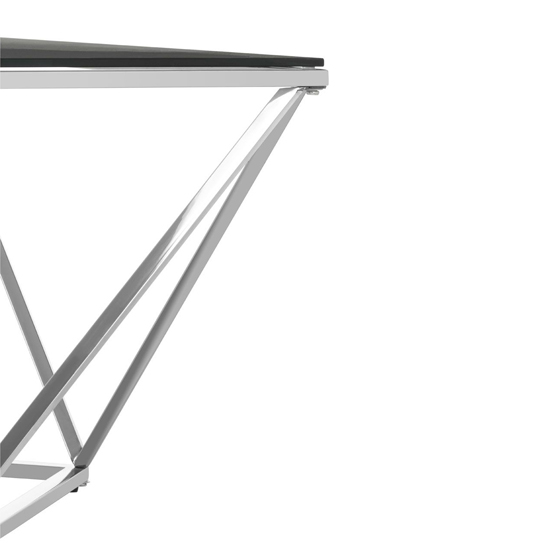Alluras Large Clear Glass End Table With Twist Silver Frame
