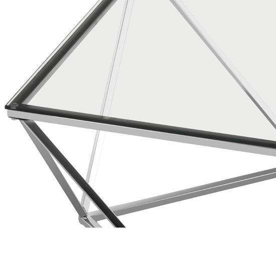Alluras Large Clear Glass End Table With Twist Silver Frame