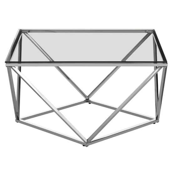Alluras Large Clear Glass End Table With Twist Silver Frame